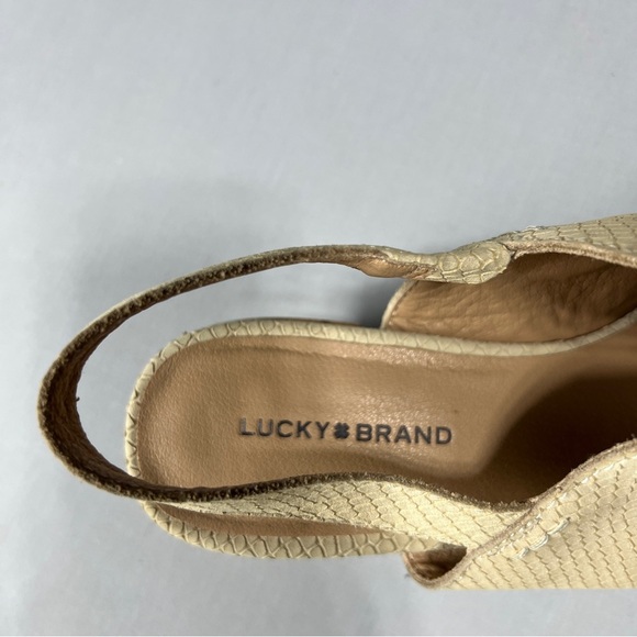 Lucky Brand Warm Sand Women's Jaila Block-Heel Slingback Shooties Size 10 - Picture 6 of 11
